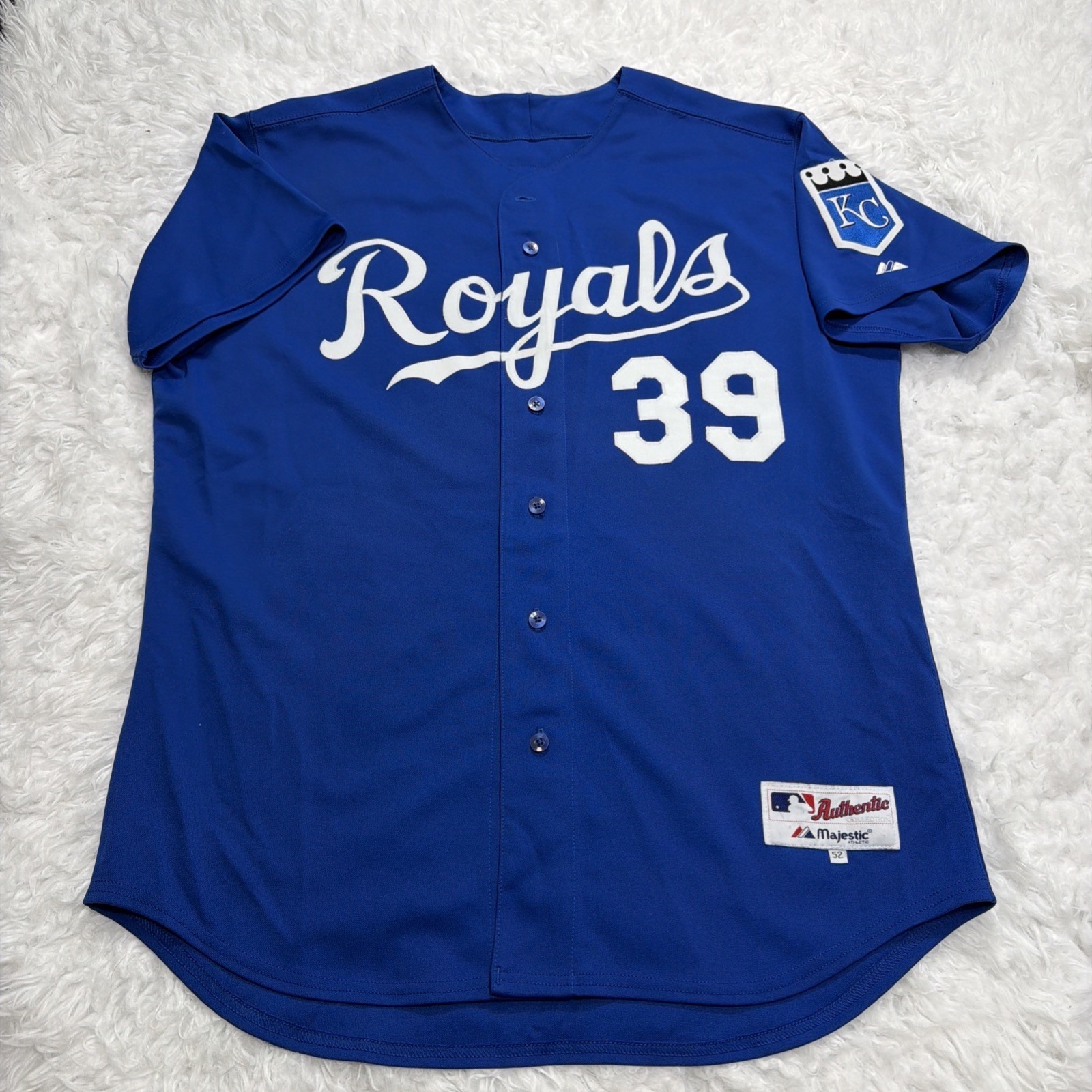 Vintage Kc Royals Kyle Snyder Game Worn Team Issued Blue Jersey Majestic Usa 52